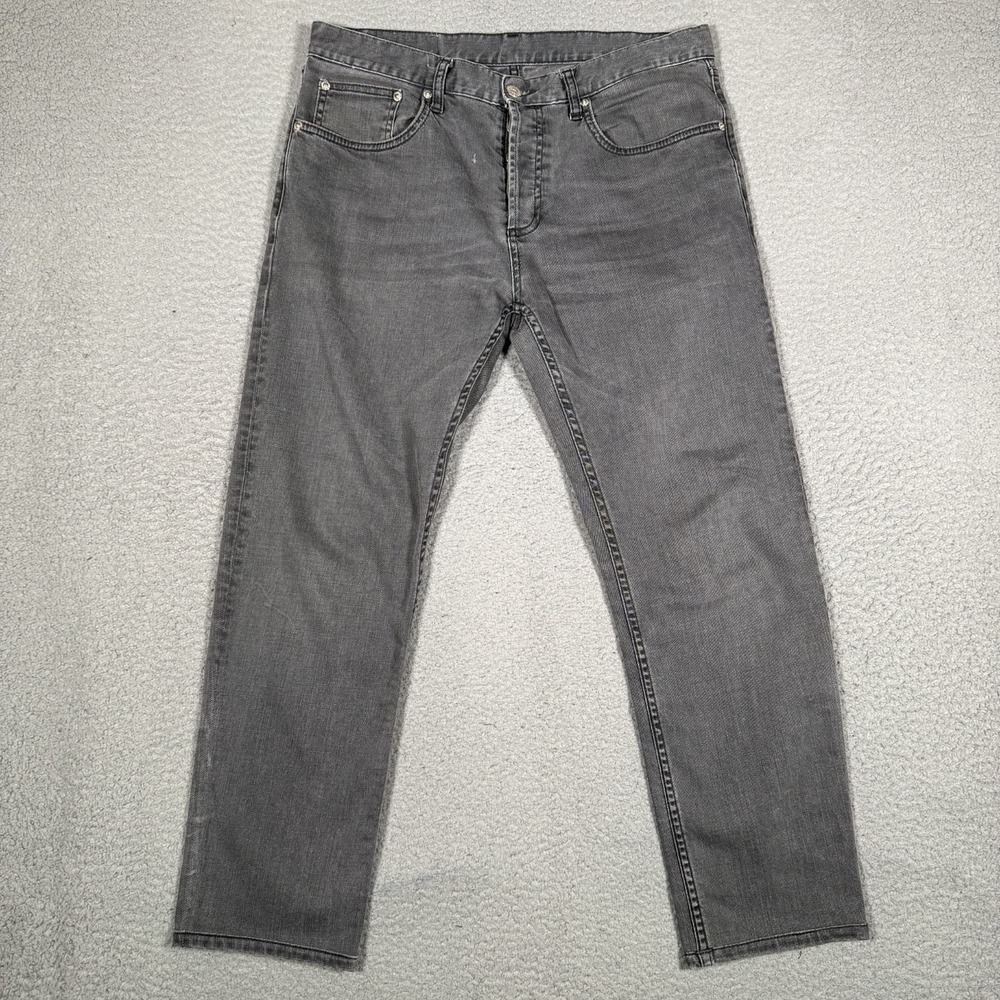 Sandro Paris Jeans Mens 32x26 Gray Slim Fit Ankle 5 Pocket Button Fly Denim Logo